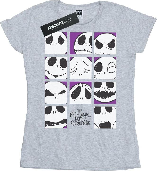Actual product image Disney Womens/Ladies Nightmare Before Christmas Many Faces Of Jack Squares Cotton T-Shirt (XL)