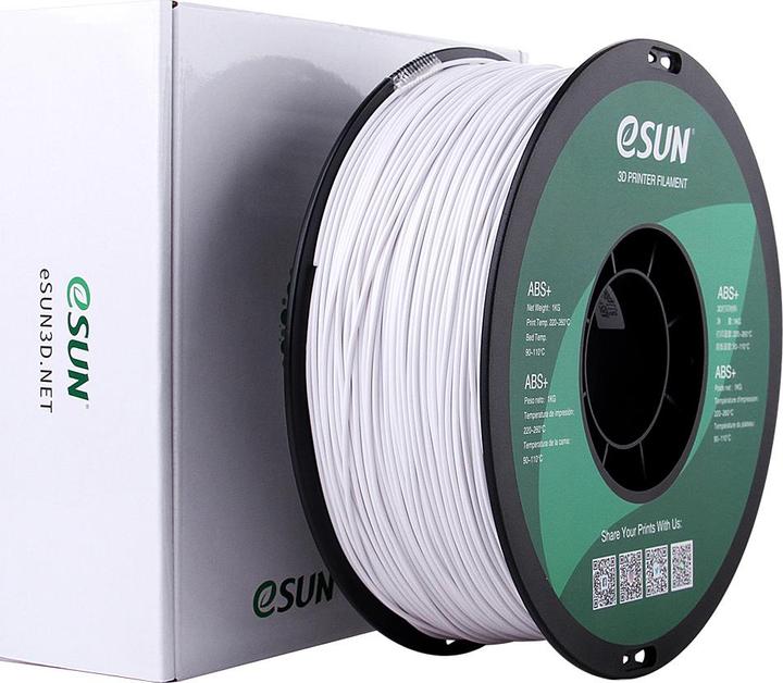 Produktbild eSUN ABS+ 1,75mm Cold White 1kg 3D Filament (ABS, 1.75 mm, 1000 g, Weiss)
