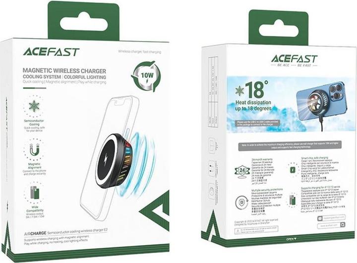 Actual product image Acefast wireless induction charger with dark gray (E2) cooling system (10 W)