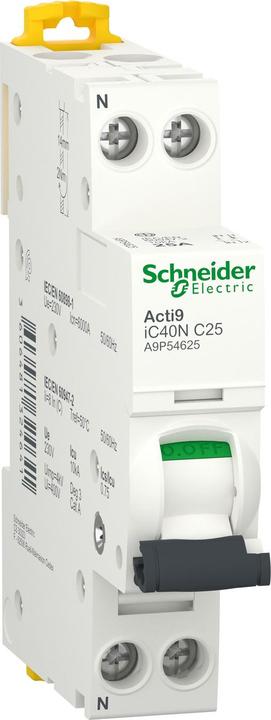 Actual product image Schneider Electric Acti9 iC40N miniature circuit-breaker-1P+N- A9P54625