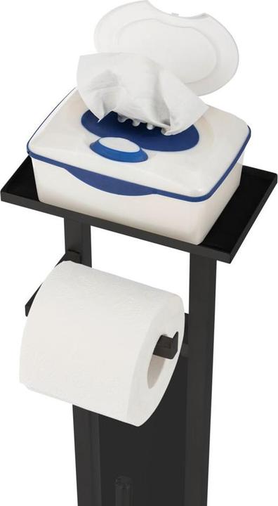 Actual product image Wenko Free-standing WC set Mod. Debar with shelf in black stainless steel