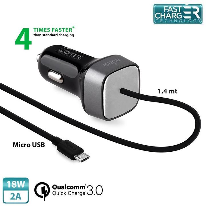 Produktbild Puro KFZ PKW Schnellladegerät Micro-USB - 2A-18W