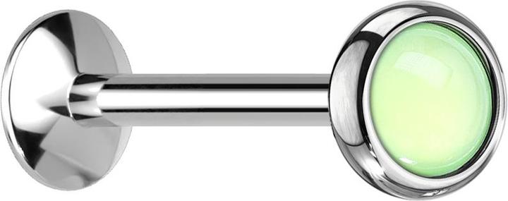 Produktbild Star Piercing Micro UFO Labret Innengewinde silber mit Epoxidstein grün (ohne Messing, Chirurgenstahl 316L)