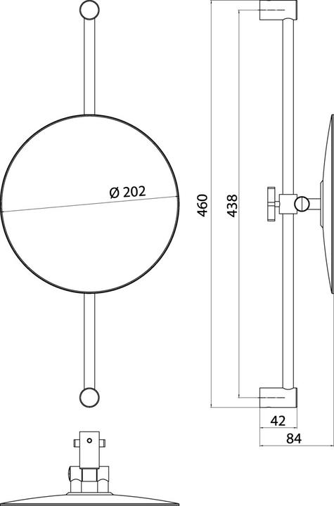 Actual product image Emco Shaving/cosmetic mirror PURE rd d= 202mm 3f height adjustable chrome