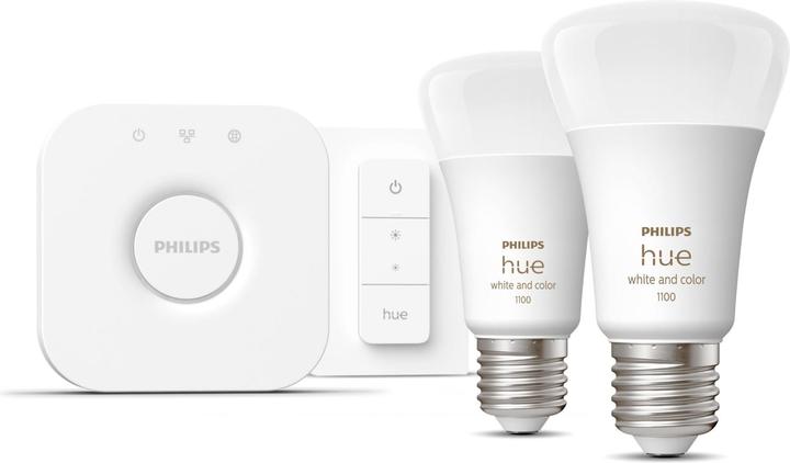 Produktbild Philips Hue White & Color Ambiance BT Starterset (E27, 9 W, 806 lm, 2 x, F)